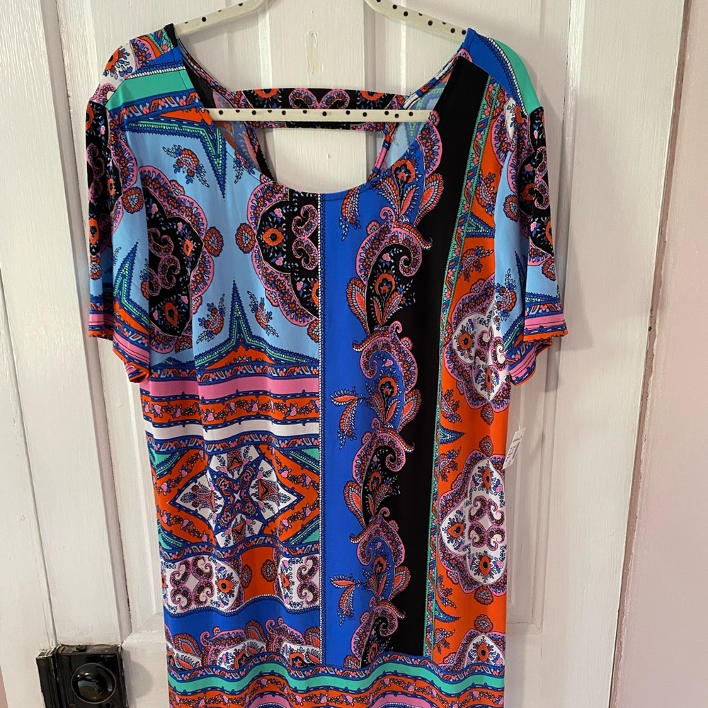 NWT Roz & Ali Short-Sleeve Patchwork Dress